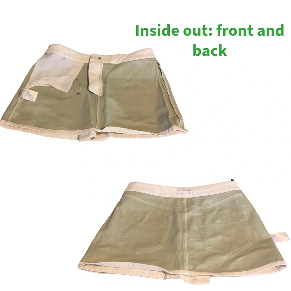 WE THE FREE "WYNNE" FREE PEOPLE FAUX LEATHER BONE CREAM MINI SKIRT (29/M) - Picture 10 of 12